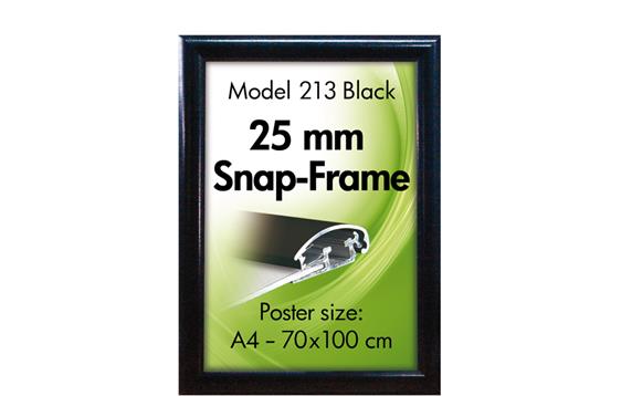 9413145  326135 Plakatramme Snap 25mm,Sort A4 